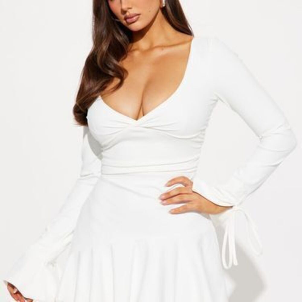 So Perfect Sculpt Ruffle Mini Dress - White - XS